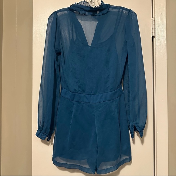 ASOS teal short romper sheer under layer size 4 - Picture 4 of 9